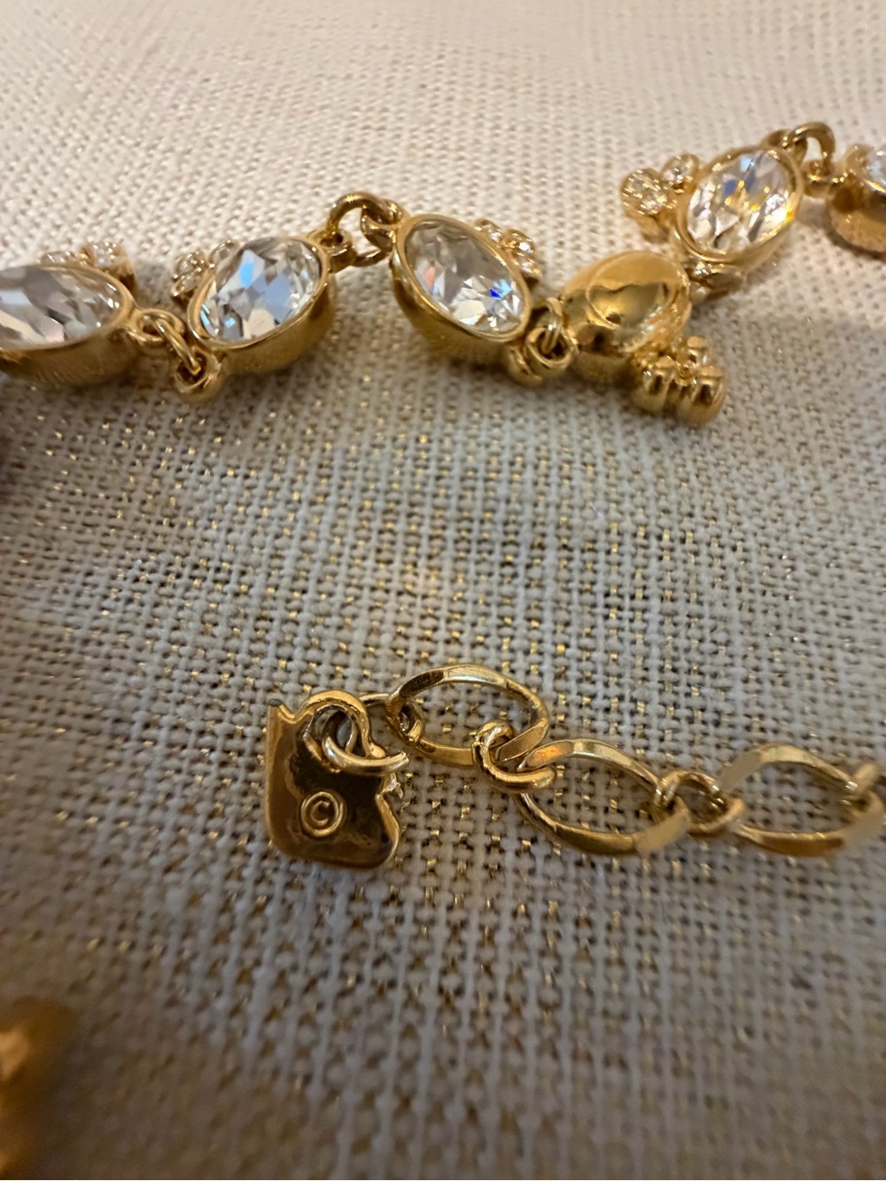 Vintage Swarovski Gold Clear Crystal Trefoil Station Link Necklace - Picture 3 of 9